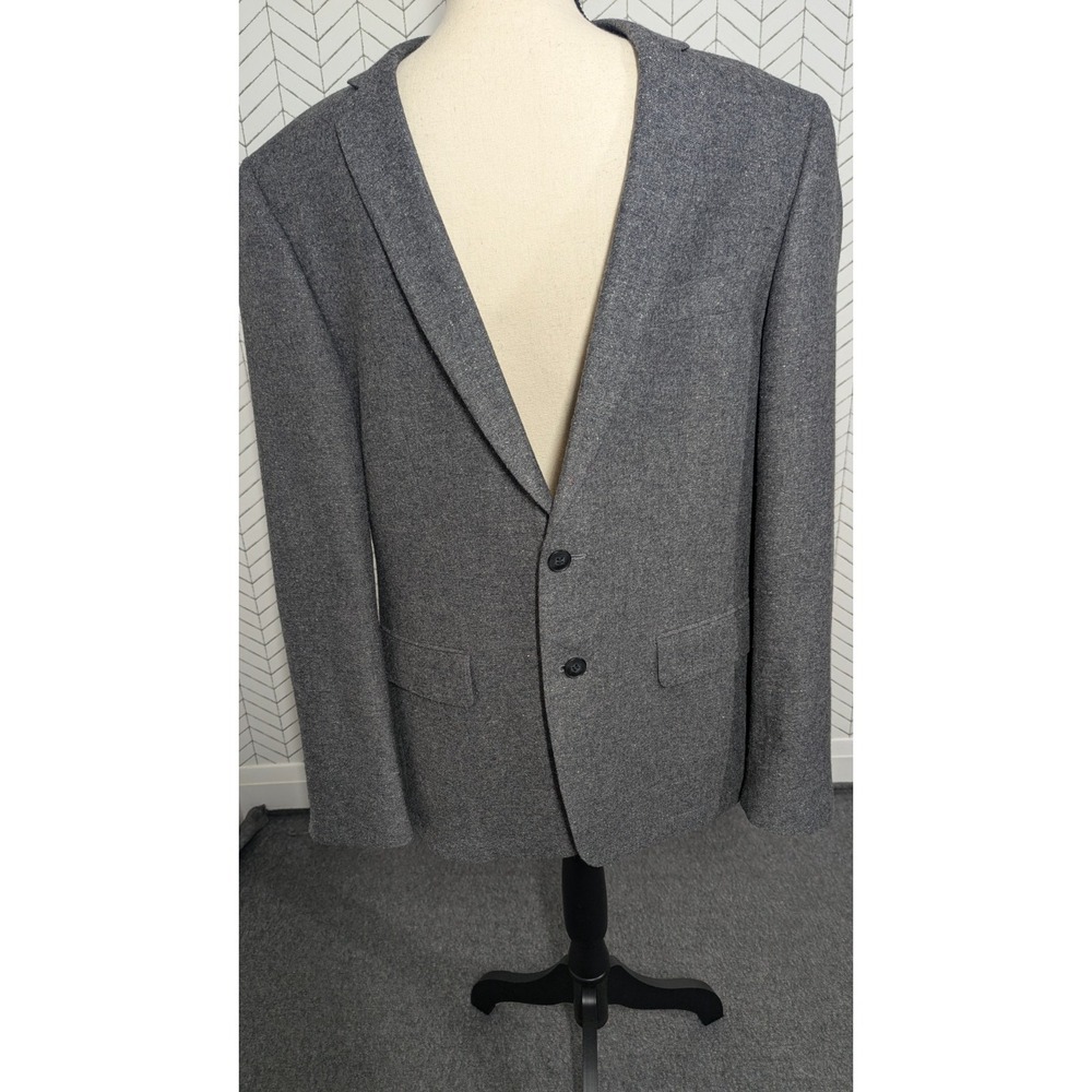 John Varvatos Blazer Mens 42R Gray Wool Blend Two Buttons Flap Pockets Old Money